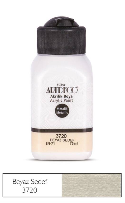 Artdeco Metalik Akrilik Boya 140 ml Beyaz Sedef 3720 - 1