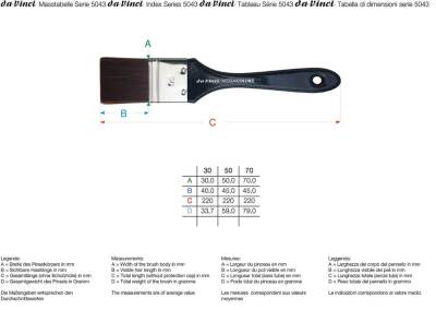 Da Vinci Megacolore Kalın Sentetik Düz Uçlu Geniş Yüzey Fırçası Seri 5043 No:50