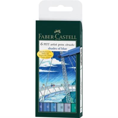 Faber Castell Pitt Artist Pen Fırça Uç Çizim Kalemi Gök Renkleri 6'lı