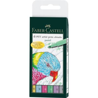Faber Castell Pitt Artist Pen Fırça Uç Çizim Kalemi Pastel Renkler 6'lı