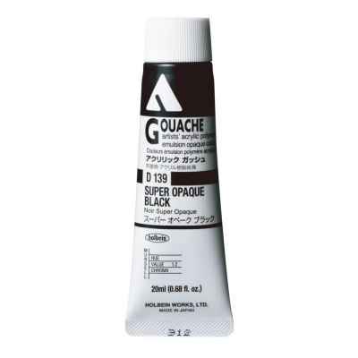 Holbein Akrilik Guaj Boya 20 ml D153 Super Opaque Black