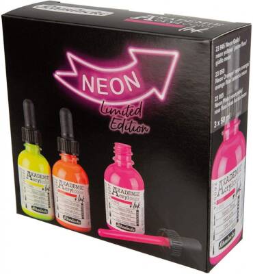 Schmincke Akademie Akrilik Mürekkep 50 ml Neon Set 3 Renk (1)