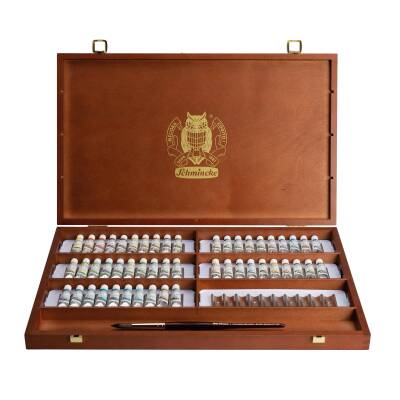 Schmincke Horadam Aquarell Supergranulating Ahşap Kutu Artist Sulu Boya Seti 5 ml x 50 Tüp 74661