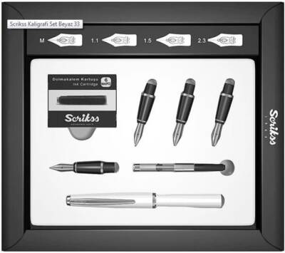 Scrikss Fountain Pen Set White 0.5 mm - 1 mm - 1.5 mm - 2 mm (Specially Cut Nibs for Calligraphy) - 2