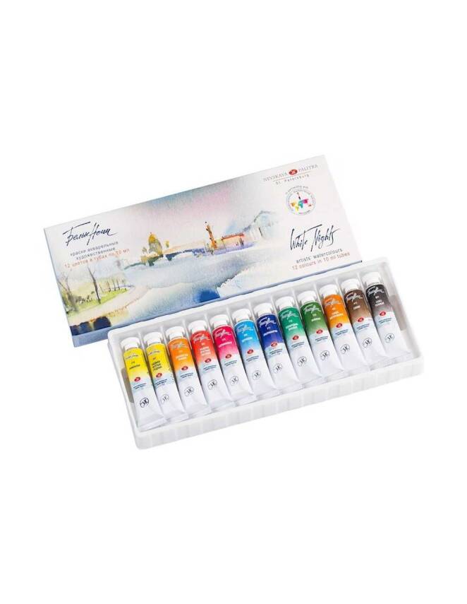 St. Petersburg White Nights Tube Watercolor Set 12 Colors Plastic Box - 4