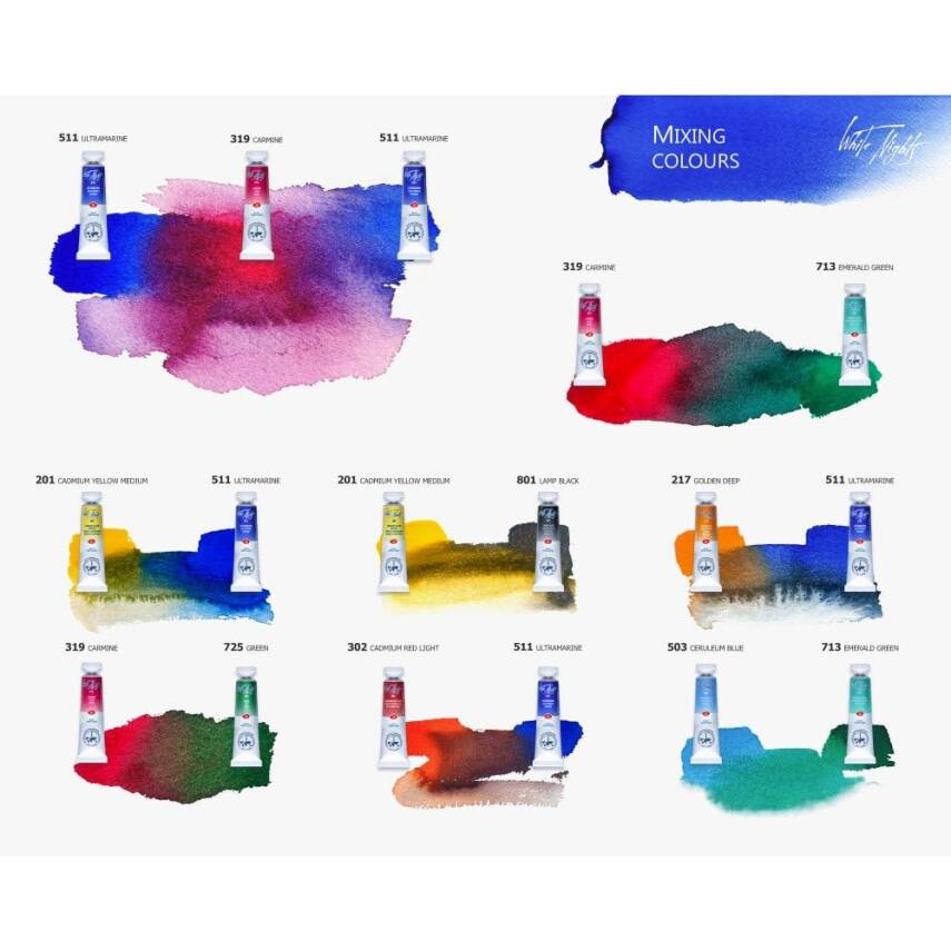 St. Petersburg White Nights Tube Watercolor Set 12 Colors Plastic Box - 3