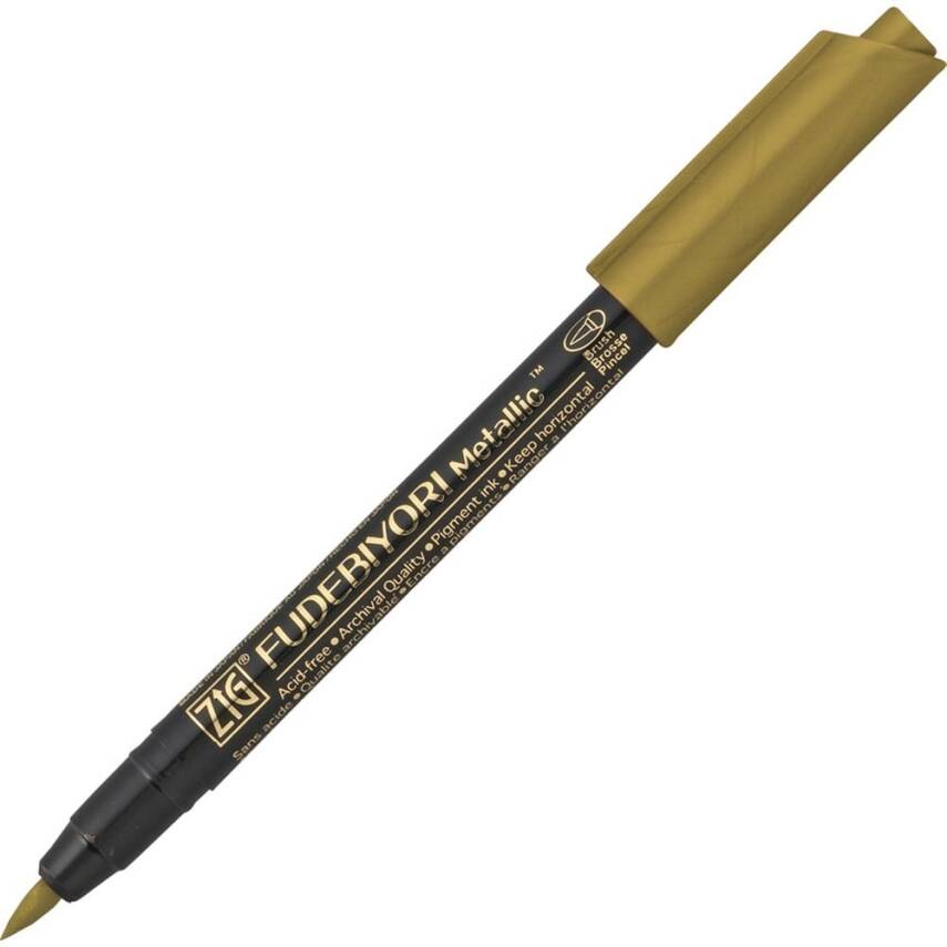 Zig Fudebiyori Metallic Brush Pen Gilded Brush Tip Marker Pen 101 Gold - 1